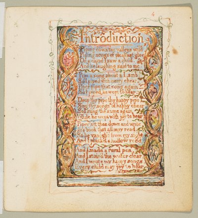 イノセンスの歌序章、1825年頃。 作： William Blake