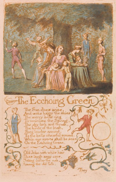 イノセンスの歌、プレート10、エコーインググリーン（ベントレー6） 作： William Blake