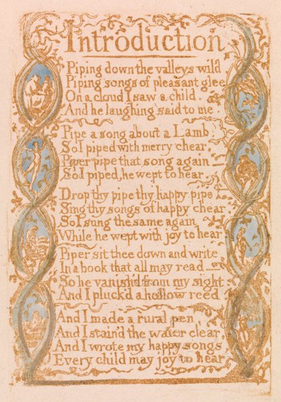 イノセンスの歌、プレート3、はじめに（ベントレー4） 作： William Blake