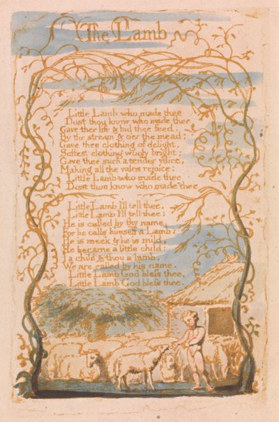 イノセンスの歌、プレート8、子羊（ベントレー8） 作： William Blake
