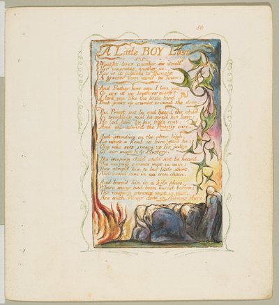 無邪気さと経験の歌。A Little Boy Lost（失われた少年） 1825年頃 作： William Blake