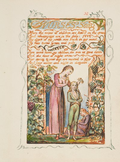 イノセンスと経験の歌：看護師の歌、ca。 1825年。 作： William Blake