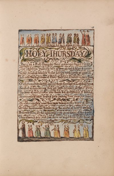 イノセンスと経験の歌、プレート10、聖木曜日（ベントレー19） 作： William Blake