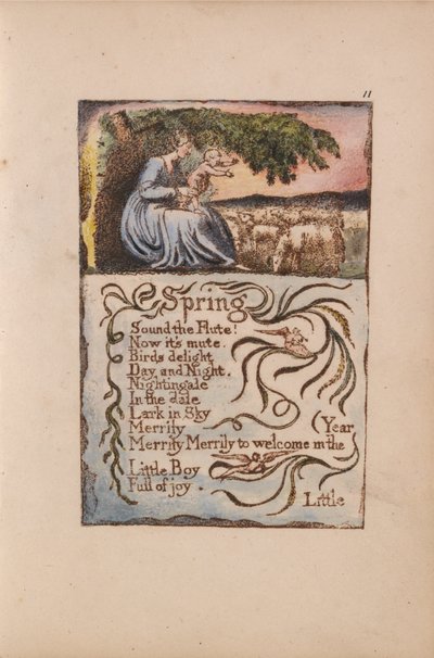 イノセンスとエクスペリエンスの歌、プレート11、春（ベントレー22） 作： William Blake