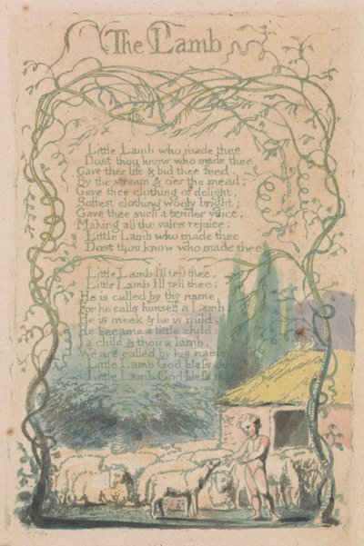 無垢と経験の歌、プレート18、子羊（ベントレー8） 作： William Blake