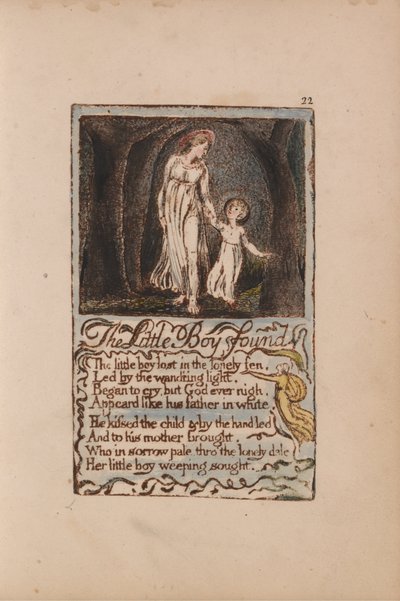 無垢と経験の歌、プレート22、リトルボーイファウンド（ベントレー14） 作： William Blake