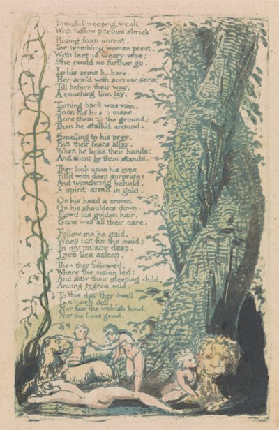 無垢と経験の歌、プレート22、見つけた少女（ベントレー36） 作： William Blake