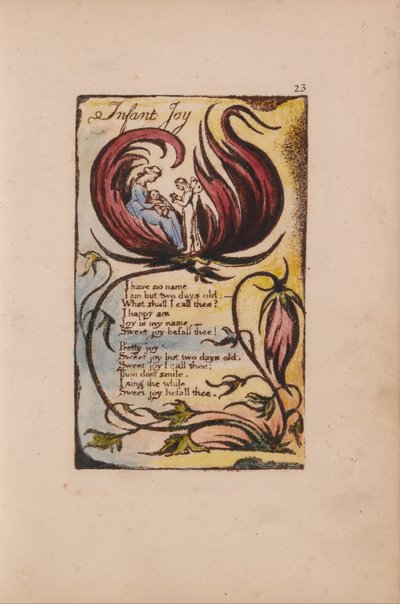 無垢と経験の歌、プレート23、幼児の喜び（ベントレー25） 作： William Blake