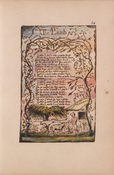 イノセンスとエクスペリエンスの歌、プレート24、ラム（ベントレー8） 作： William Blake