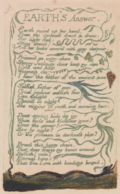 無垢と経験の歌、プレート35、地球の答え（ベントレー31） 作： William Blake