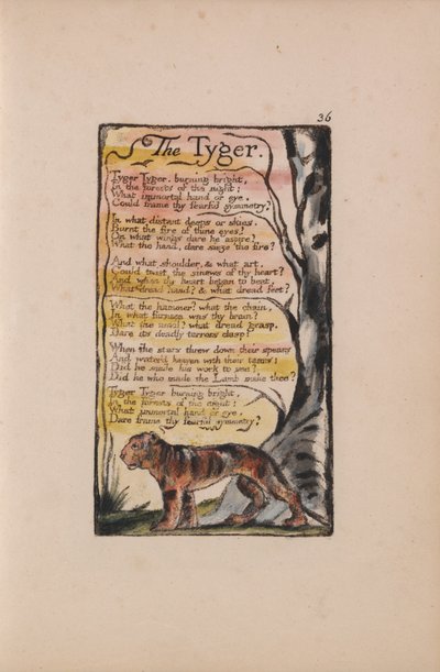 無垢と経験の歌、プレート36、タイガー（ベントレー42） 作： William Blake
