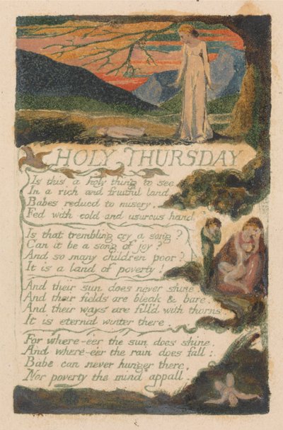 無垢と経験の歌、プレート38、「聖木曜日」（ベントレー33） 作： William Blake