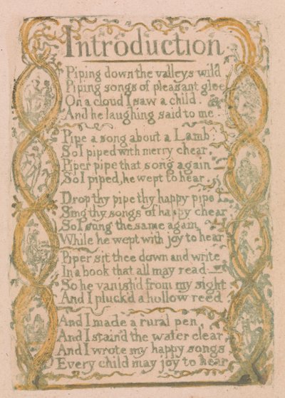 Songs of Innocence and of Experience、プレート 3、「イントロダクション」（Bentley 4） 作： William Blake