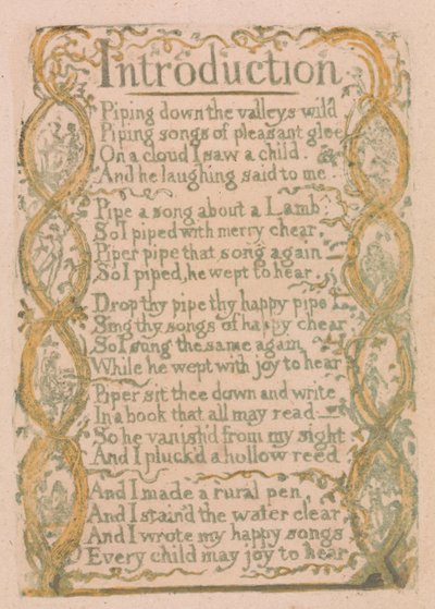イノセンスと経験の歌、プレート3、はじめに（ベントレー4） 作： William Blake