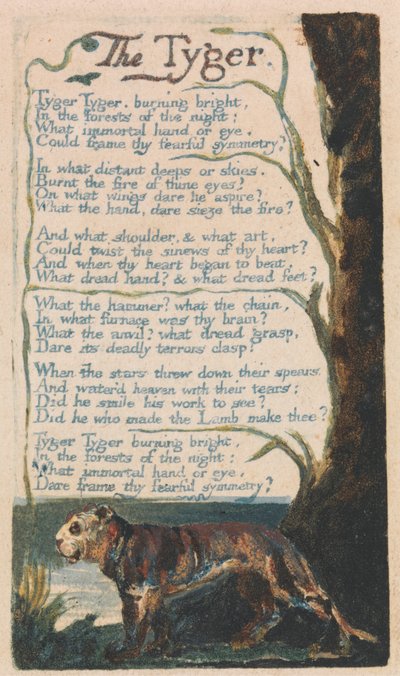 無垢と経験の歌、プレート42、「タイガー」（ベントレー42） 作： William Blake