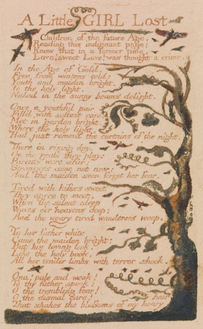 無垢と経験の歌、プレート44、失われた少女（ベントレー51） 作： William Blake
