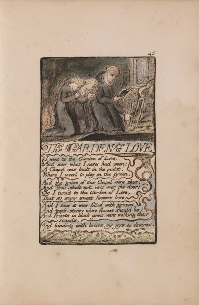 無垢と経験の歌、プレート45、愛の庭（ベントレー44） 作： William Blake