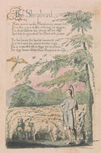 無垢と経験の歌、プレート4、「羊飼い」（Bentley 5） 作： William Blake