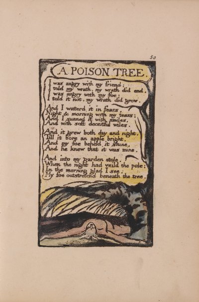 無垢と経験の歌、プレート50、毒の木（ベントレー49） 作： William Blake