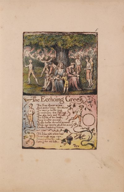 無垢と経験の歌、プレート5、エコーインググリーン（ベントレー6） 作： William Blake