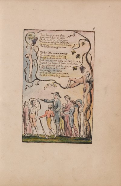 無垢と経験の歌、プレート6、エコーインググリーン（ベントレー7） 作： William Blake