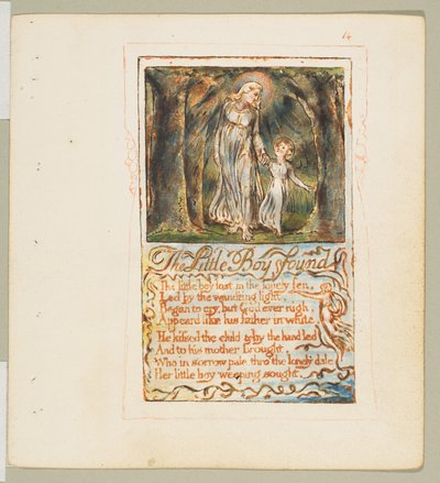 無邪気さと経験の歌。The Little Boy Found, ca. 1825. 作： William Blake
