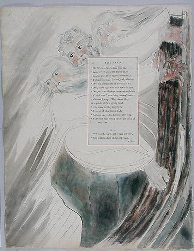 吟遊詩人、「トマス・グレイの詩」のデザイン58 作： William Blake