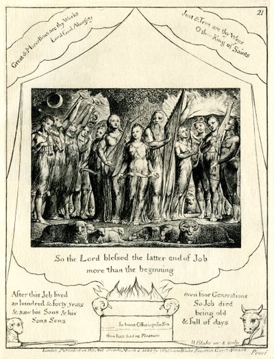 ウィリアム・ブレイクが描いた『ヨブ記』42章12節 作： William Blake
