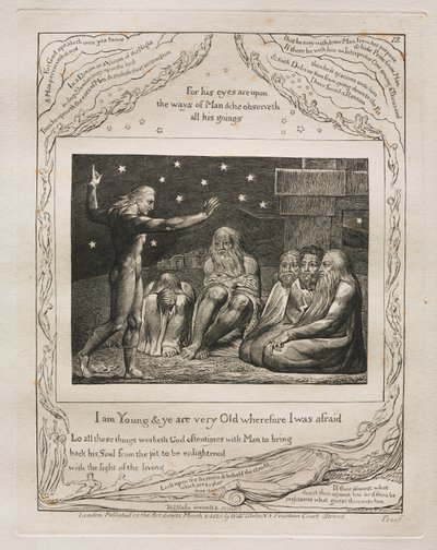 ヨブ記: Pl. 12、私は若く、あなたはとても年をとっているので、私は恐れていました 作： William Blake