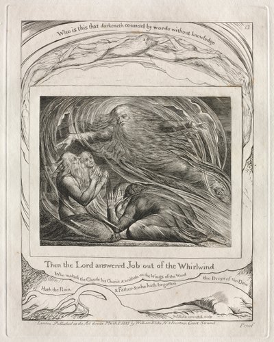 ヨブ記: Pl. 13,主はつむじ風の中からヨブに答えられた 作： William Blake