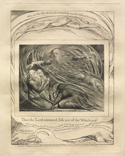 ヨブ記: Pl. 13,主はつむじ風の中からヨブに答えられた 作： William Blake