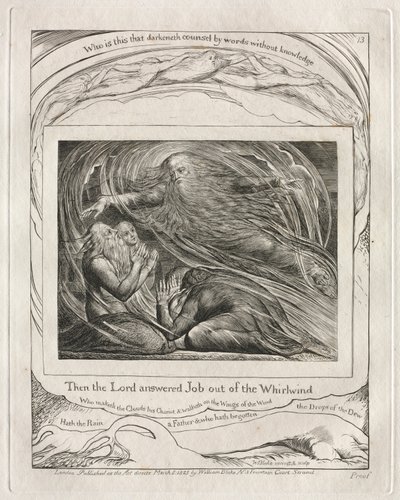 職業書：Pl。 13、1825年、主は旋風からヨブに答えられた。 作： William Blake