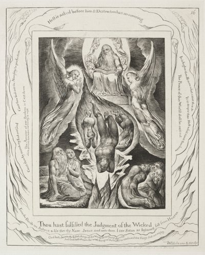 ヨブ記: Pl. 16、あなたは悪人の裁きを果たしました 作： William Blake