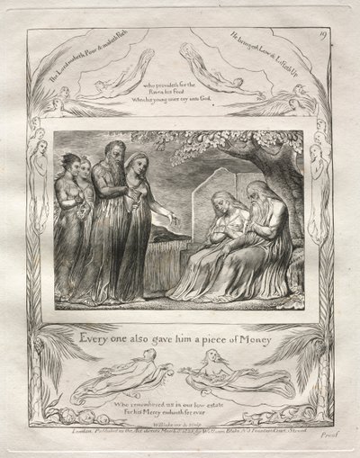 ヨブ記: Pl. 19, 誰もが彼にお金をくれた 作： William Blake