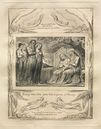 ヨブ記: Pl. 19, 誰もが彼にお金をくれた 作： William Blake