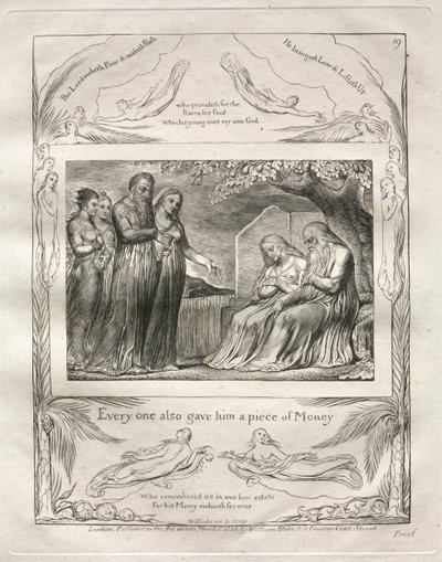 職業書：Pl。 19年、1825年、誰もが彼に金銭を与えた。 作： William Blake