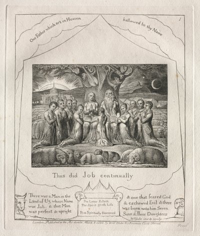 職業書：Pl。 1、1825年、このようにしてヨブは絶えず行った 作： William Blake