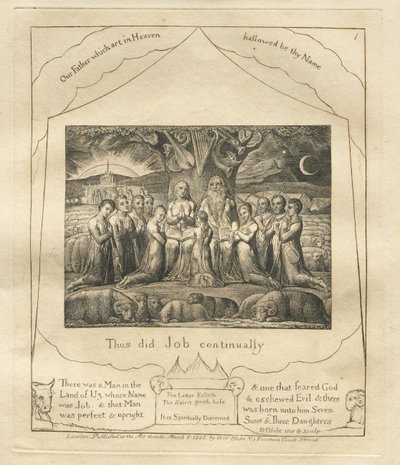 職業書：Pl。 1、1825年、このようにしてヨブは絶えず行った 作： William Blake