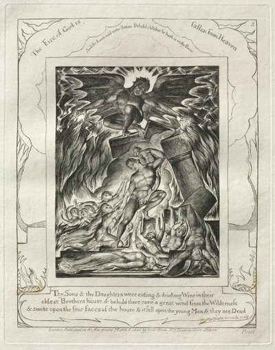 職業書：Pl。 3、あなたの息子と娘はワインを食べたり飲んだりしています...、1825年。 作： William Blake