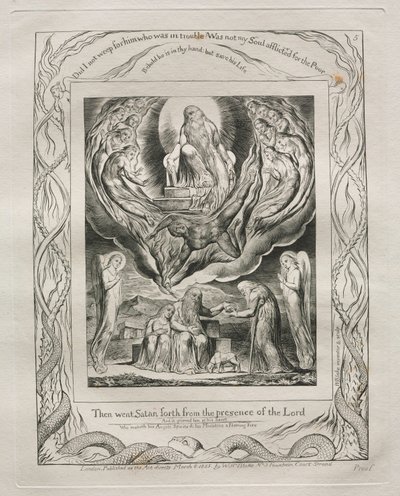 職業書：Pl。 5、その後、1825年、主の臨在からサタンを去りました。 作： William Blake