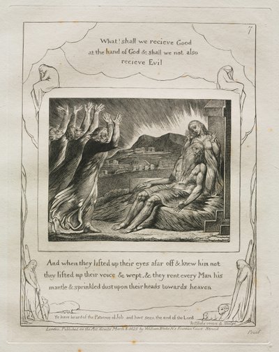 職業書：Pl。 7、そして彼らが遠くに目を上げて彼を知らなかったとき...、1825年。 作： William Blake