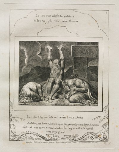ヨブ記: Pl. 8、私が生まれた日を滅ぼそう 作： William Blake