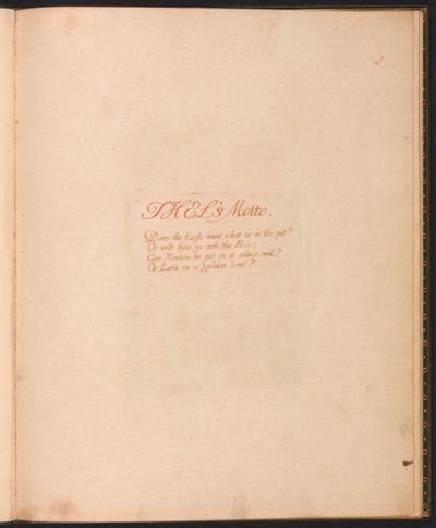 The Book of Thel、Plate 1、Thels Motto .. .. 作： William Blake