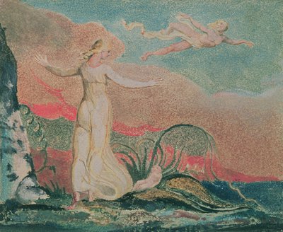 書物;ヴェールオブハーのプレート4セル、1794年（カラー印刷のレリーフエッチング） 作： William Blake