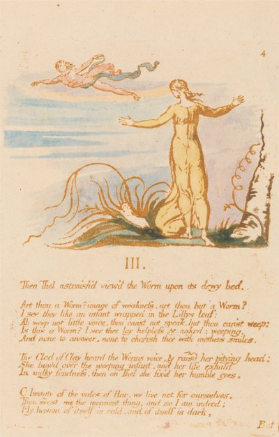 テルの書、プレート6、III。 、それからテルは驚いた。 。 。 。 作： William Blake