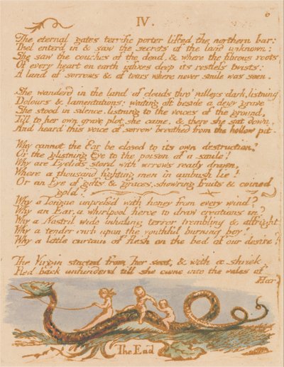 テルの書、プレート8、IV。 、永遠の門。 。 。 。 作： William Blake