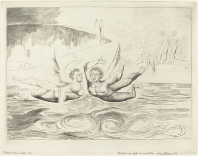 腐敗した役人のサークル。 お互いを殴り合う悪魔 作： William Blake