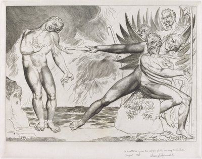 腐敗した役人のサークル。 チャンポロを苦しめる悪魔 作： William Blake