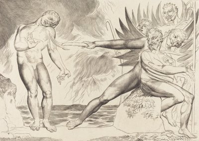 腐敗した役人の輪、チャンポロを苦しめる悪魔たち、1827年。 作： William Blake