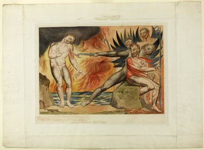 腐敗した役人のサークル。 チャンポロを苦しめる悪魔。 インフェルノ、カントXXII 作： William Blake